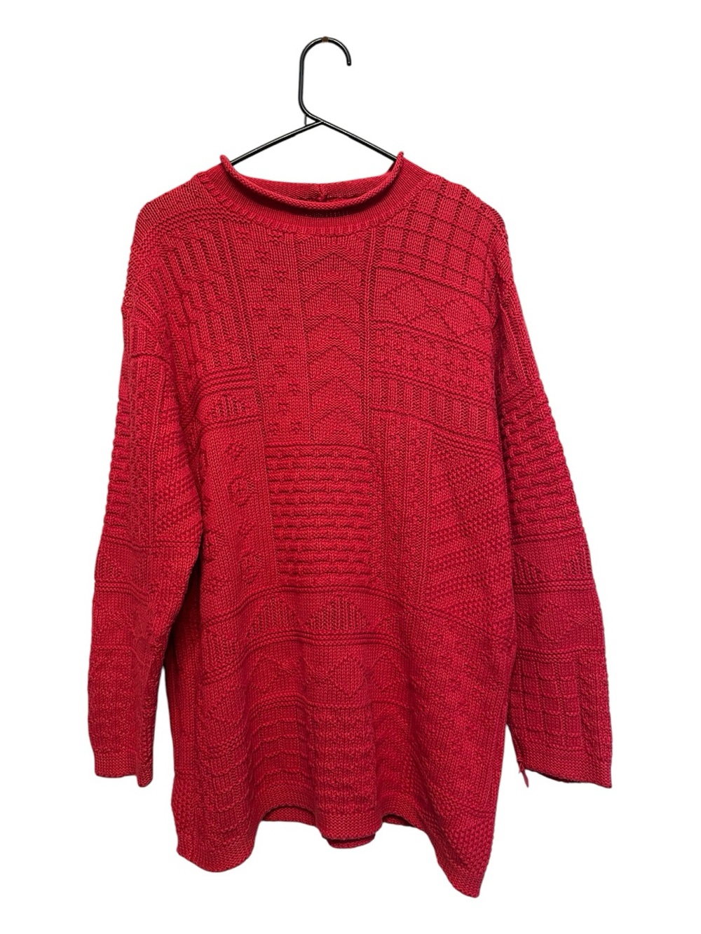 Vintage 80s/90s Cabin Creek 100% Cotton Red Textured Crewneck Sweater Medium